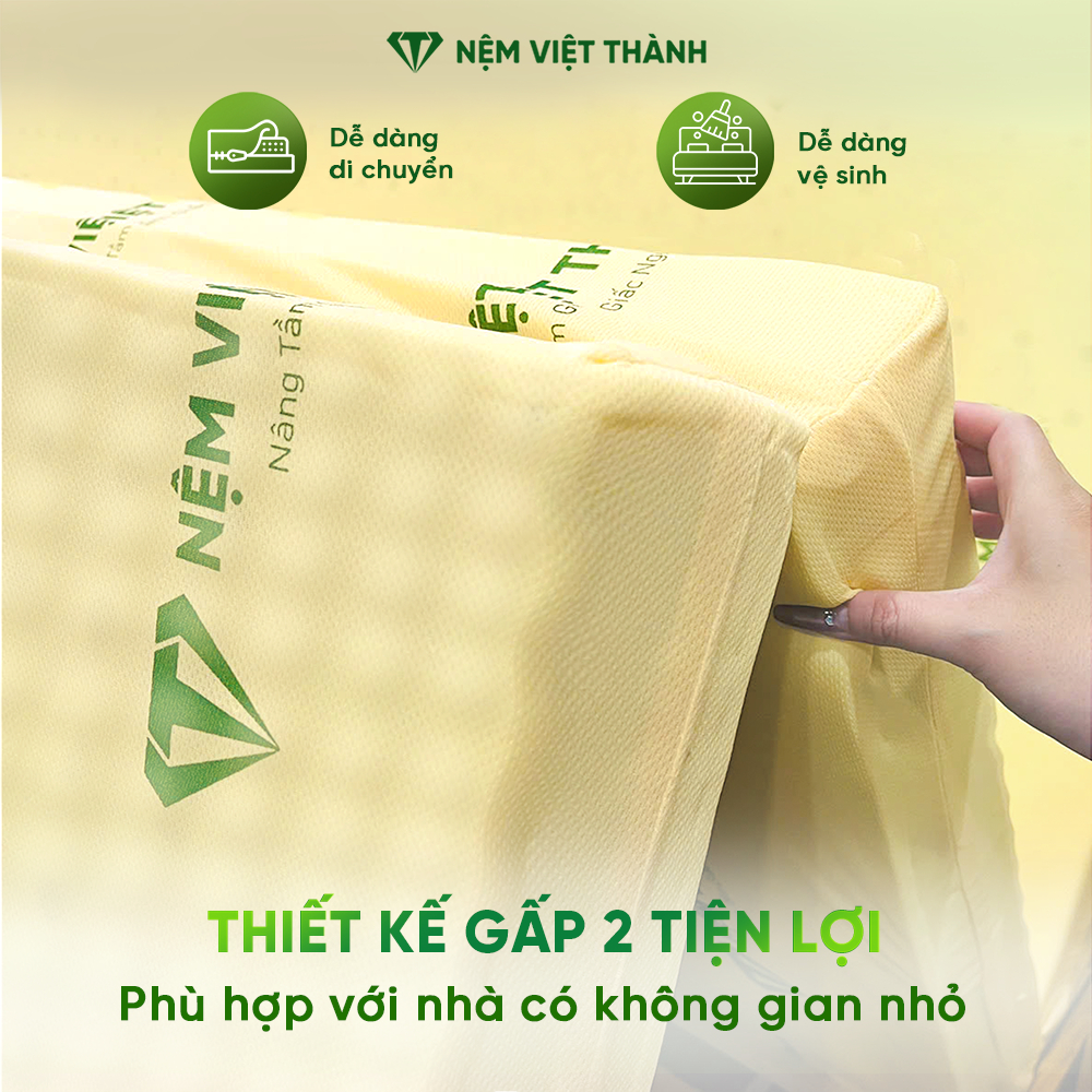 [MUA 1 TẶNG 7] Nệm Foam Gấp 2 Massage Việt Thành Cao Cấp, Foam Kết Hợp Hạt Massage Nâng Đỡ, Đàn Hồi, Hỗ Trợ Xương Khớp.