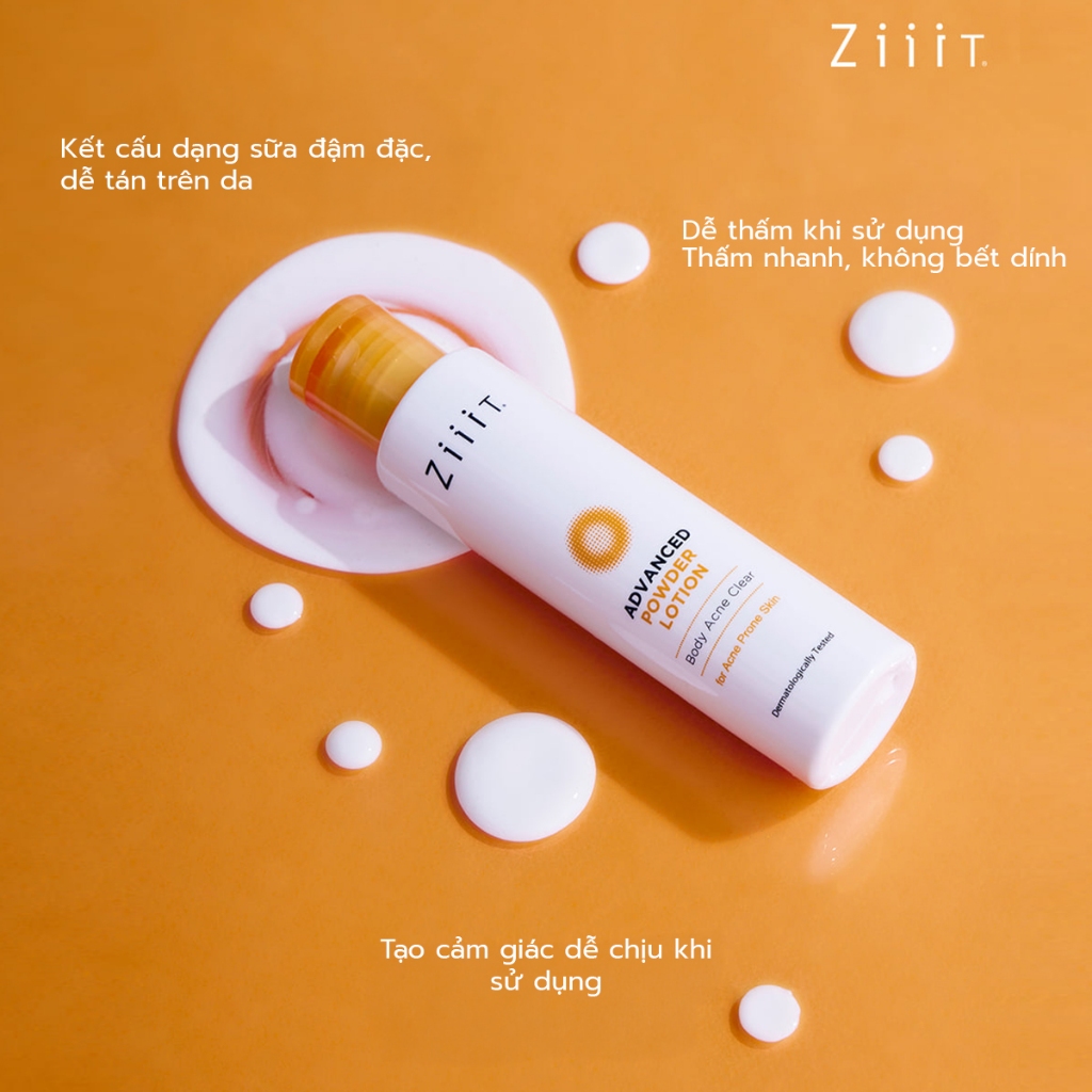 Sữa Dưỡng Thể Hỗ Trợ Giảm Mụn, Làm Mịn Da Và Giảm Viêm Nang Lông BHA 25ml ZiiiT Advanced Powder