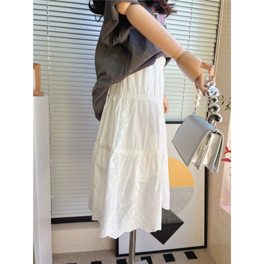 Chân váy maxi dài bé gái nhiều tầng phối ren nhẹ nhàng phong cách công chúa dễ thương cho mẹ và bé 13-55kg