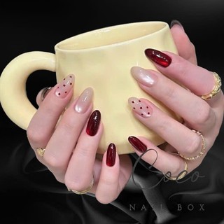(Hot Sale) Nail Box thiết kế G164 nail màu thạch trà mắt mèo chấm bi đơn giản nhẹ nhàng nhà Gemychip