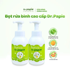 Combo 2 Bọt Rửa Bình Thảo Dược Khử Mùi Loại Bỏ Cặn Sữa Làm Mềm Mại Da Tay Dr.Papie (400ml/chai)