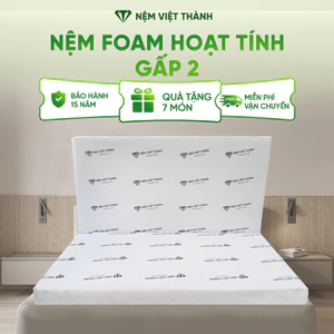 Nệm Foam Hoạt Tính LIVING Gấp 2 Việt Thành Cao Cấp, Êm Ái, Đàn Hồi, Nâng Đỡ, Tối Ưu Diện Tích Phòng.