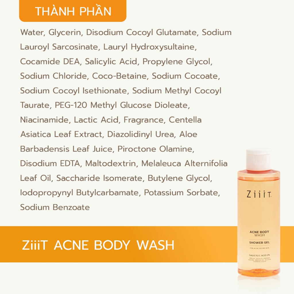 [Quà Tặng] Sữa Tắm Giảm Mụn Lưng BHA 2% Kháng Khuẩn, Giảm Dầu Cho Da Nhạy Cảm ZiiiT 7ml