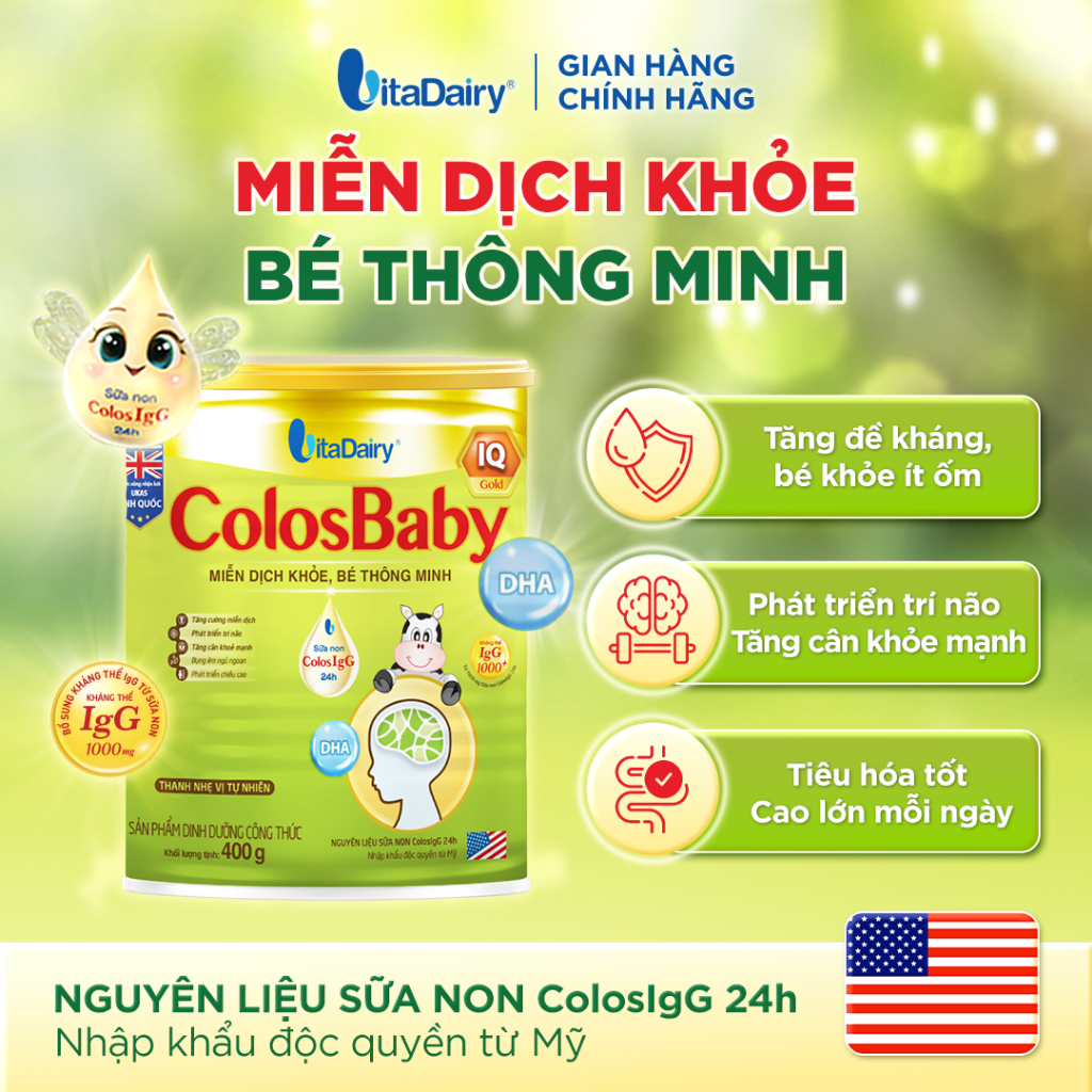 [COMBO 1.2KG TIẾT KIỆM] Sữa bột ColosBaby IQ Gold cho trẻ- Hỗ trợ phát triển trí não (800g+400g)