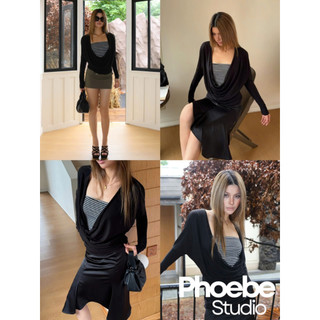 Set Nữ Áo Ống Sọc Áo Tay Dài Cổ Đổ - Phoebe Studio [SET0044]