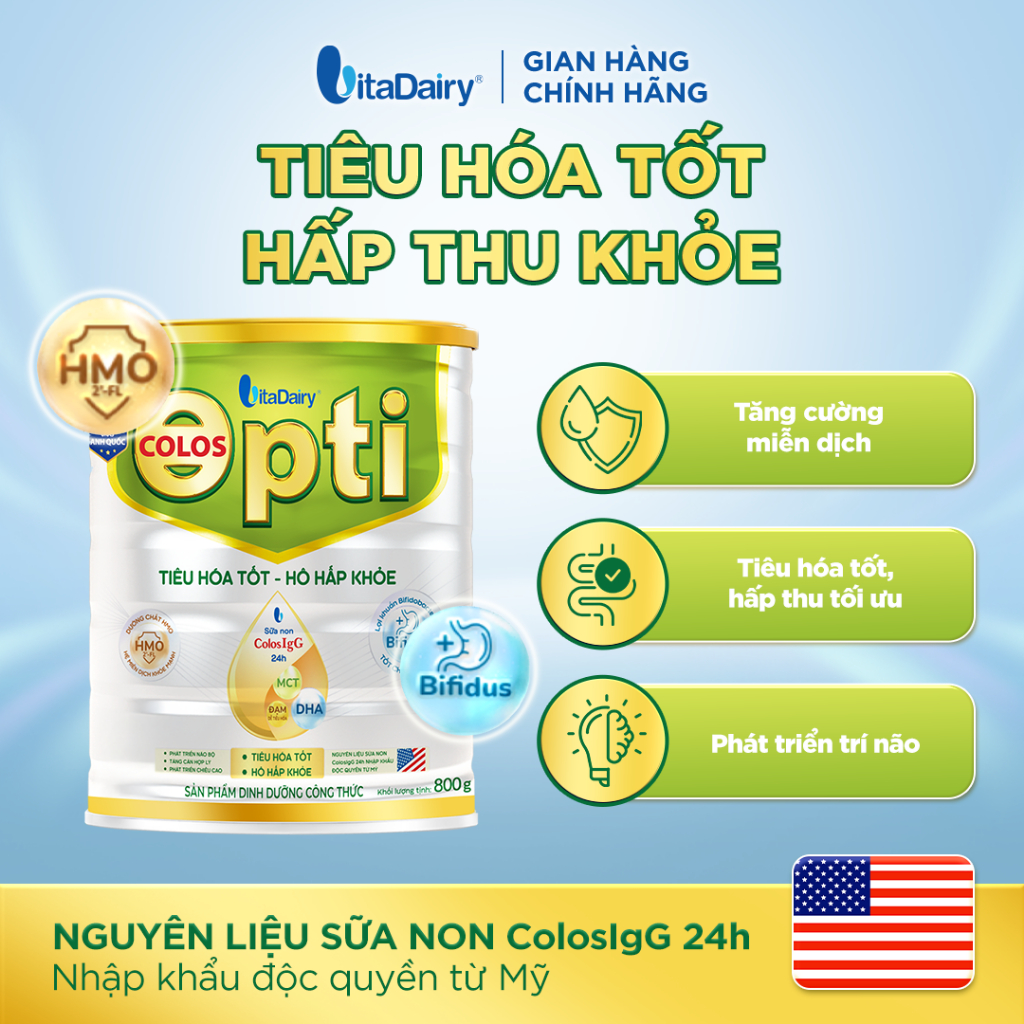 [NHIỀU GIAI ĐOẠN] Sữa bột Colos Opti cho trẻ - Hỗ trợ tiêu hoá, bổ sung dinh dưỡng - Lon 800g