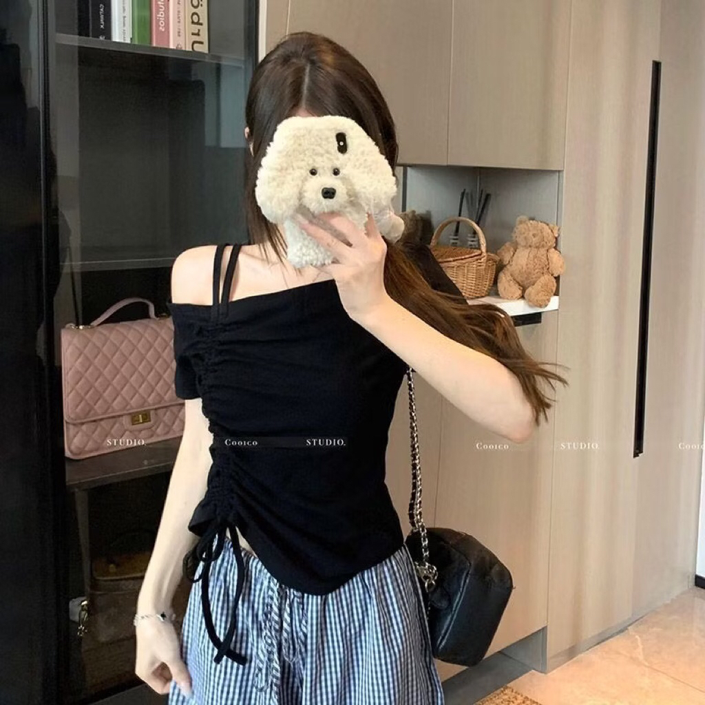 Áo nữ ôm dây rút CHẤT THUN DÀY ĐẸP dáng ôm sang chảnh A91 | BigBuy360 - bigbuy360.vn