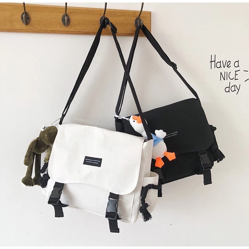 [Peinn] Túi đeo chéo, túi đeo vai BS004 vải canvas Hàn Quốc  (không có móc gấu) đi học đi chơi giá rẻ