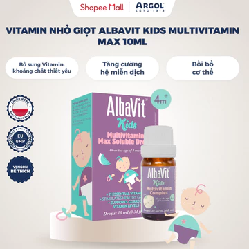 Vitamin tổng hợp cho bé Albavit Kids Multivitamin Max 10ml nhỏ giọt – Tăng cường hấp thu dinh dưỡng, bổ sung vitamin d3
