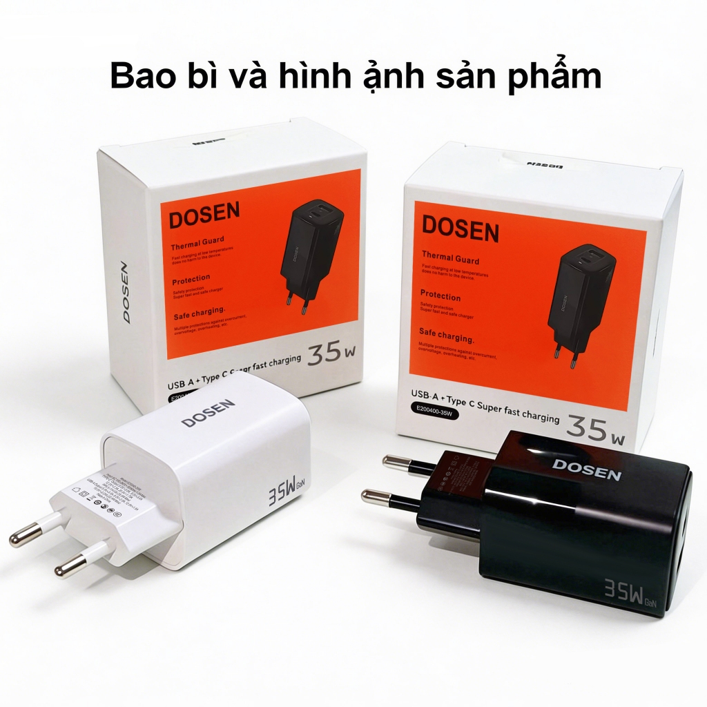 DOSEN PD 35W GaN Type-C/USB-A 2 Cổng Sạc Nhanh Cho Điện Thoại thích hợp cho i14 13 12 pro max | BigBuy360 - bigbuy360.vn