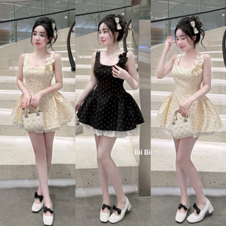 TKL1 Tổng hợp các mẫu váy sát nách hoạ tiết hot dáng xoè siêu sang siêu xinh