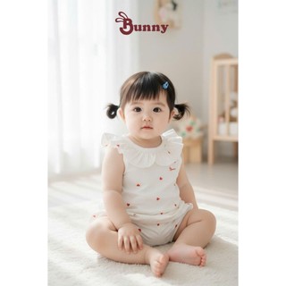 Bộ hè bé gái Bunny cổ bèo chất thun lạnh mềm mát thoáng khí size 4-15kg(2)