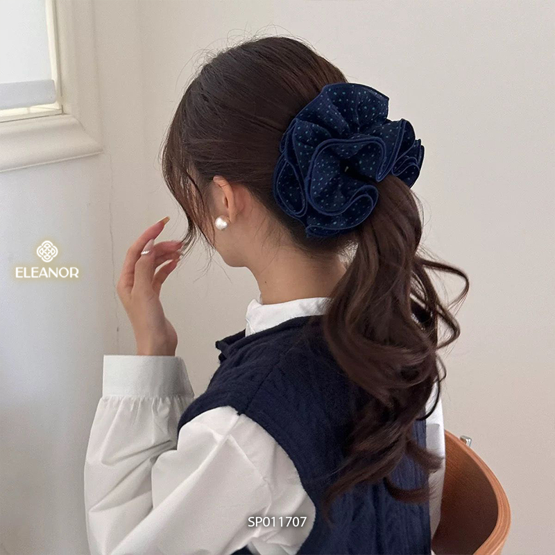 Dây buộc tóc nữ scrunchies Eleanor Accessories trơn phối chấm bi phụ kiện tóc dây cột tóc 11707