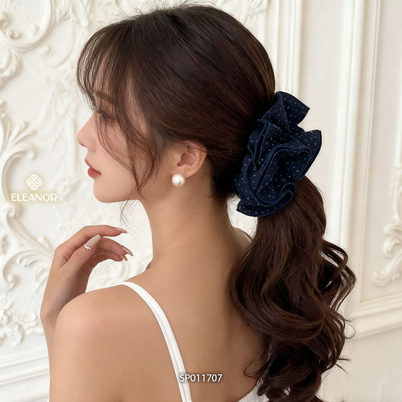 Dây buộc tóc nữ scrunchies Eleanor Accessories trơn phối chấm bi phụ kiện tóc dây cột tóc 11707