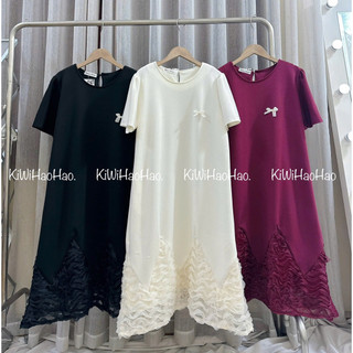 VÁY BẦU CỘC TAY MÌ NƠ CHÂN VÁY PHỐI REN - 3 Màu 💥Freeship💥