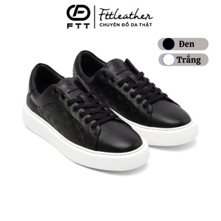 Giày thể thao nam cao cấp FTT Leather, Giày sneaker da bò nam êm chân đế bằng chống trượt GTF001BL