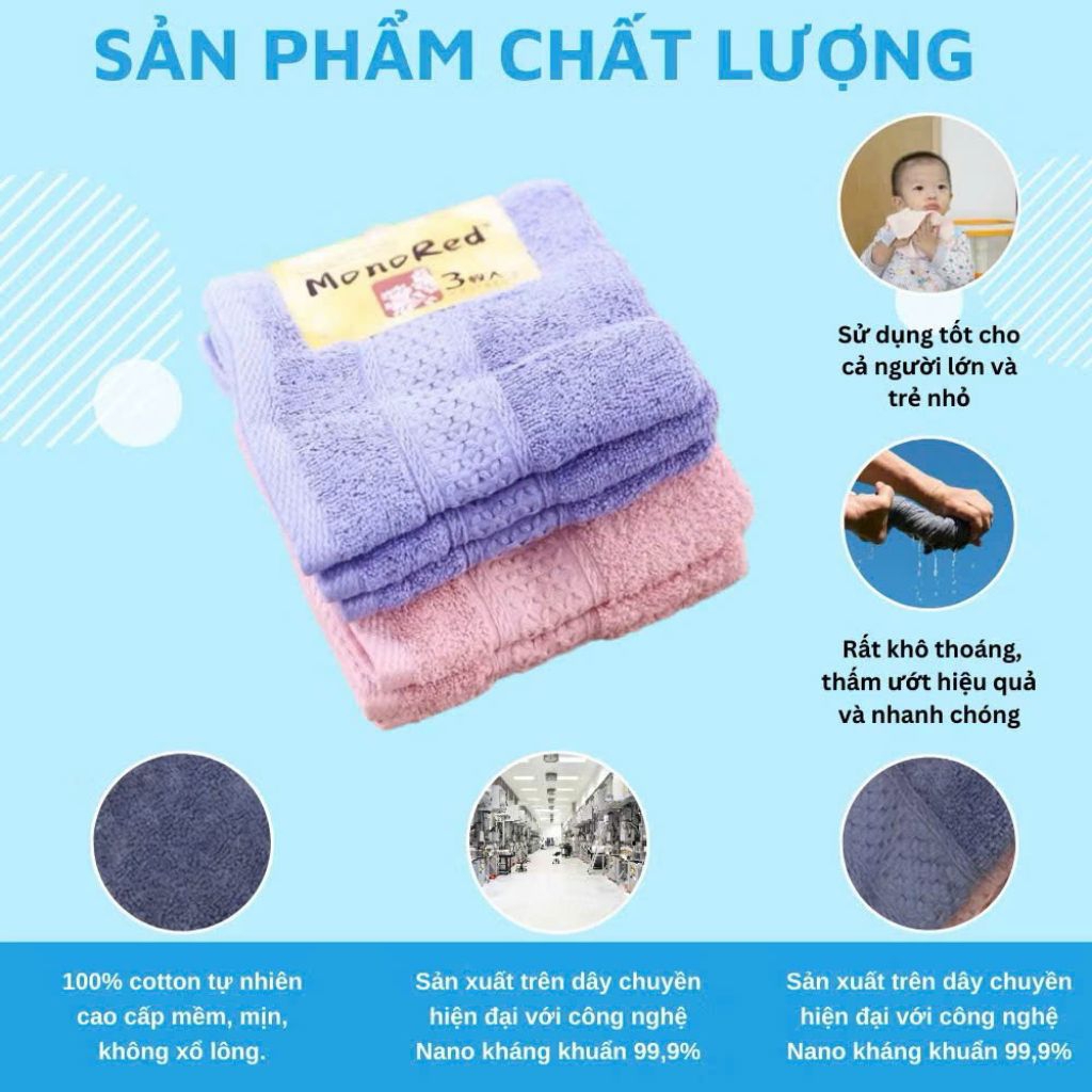 SEt 3 khăn mặt monored Nhật Bản