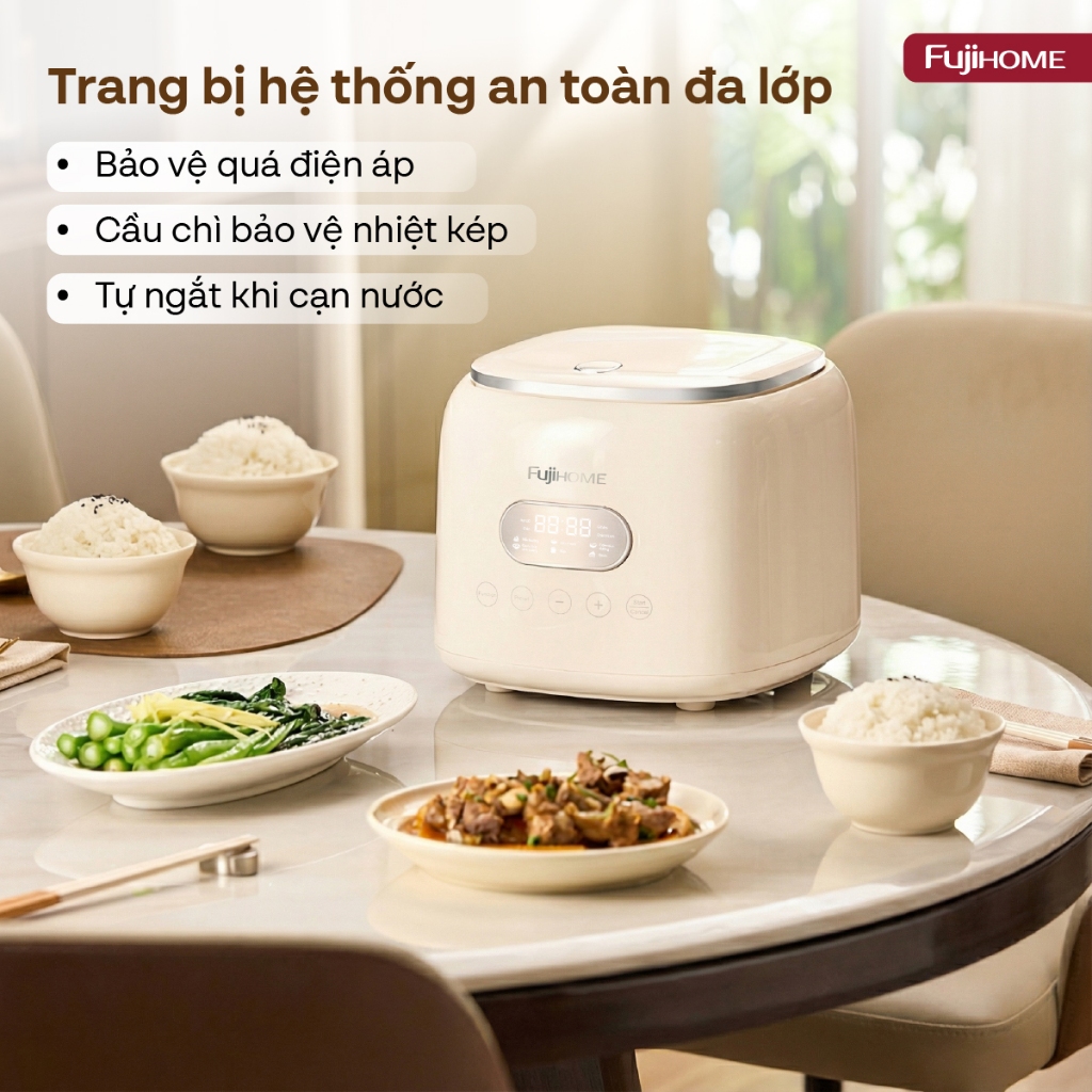 Nồi cơm điện tử tách đường 1L đa chức năng Nhập Khẩu FUJIHOME RC10ALS, nồi cơm cảm ứng nhỏ gọn