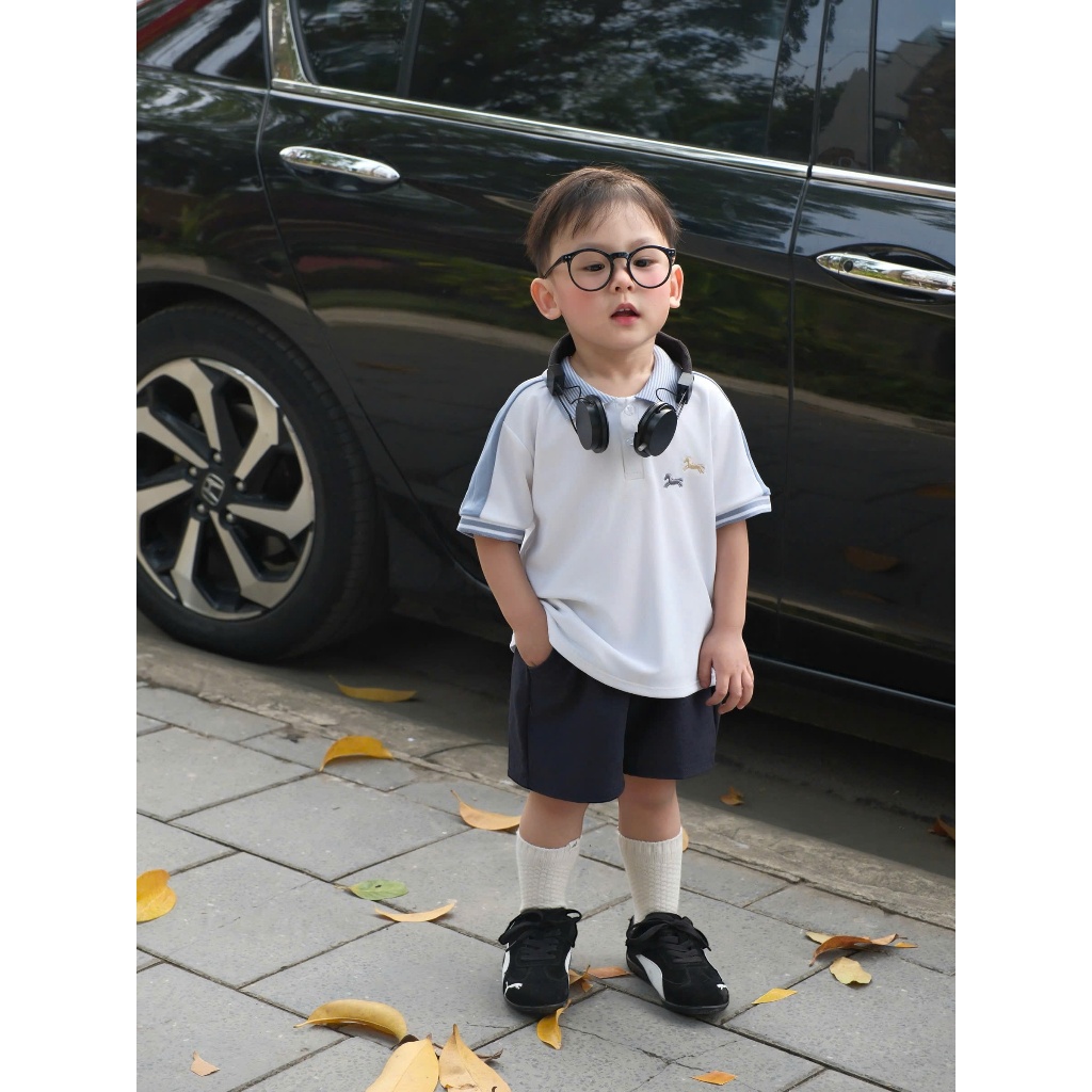Bộ quần áo polo cộc tay thêu ngựa, áo chất cá sấu mềm mịn,phối quần kaki cho bé, đi học,đi chơi size 9-22kg