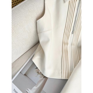 Set đồ nữ áo sát nách cổ sơ mi khóa kéo + chân váy thanh lịch sang chảnh HB.Studio S95