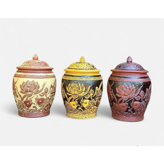 Hũ gạo [10-20kg]- Chĩnh đựng gạo hoạ tiết sen cá cổ Tài Lộc, Hũ đựng gạo, Chum gạo tài lộc phong thuỷ tài lộc