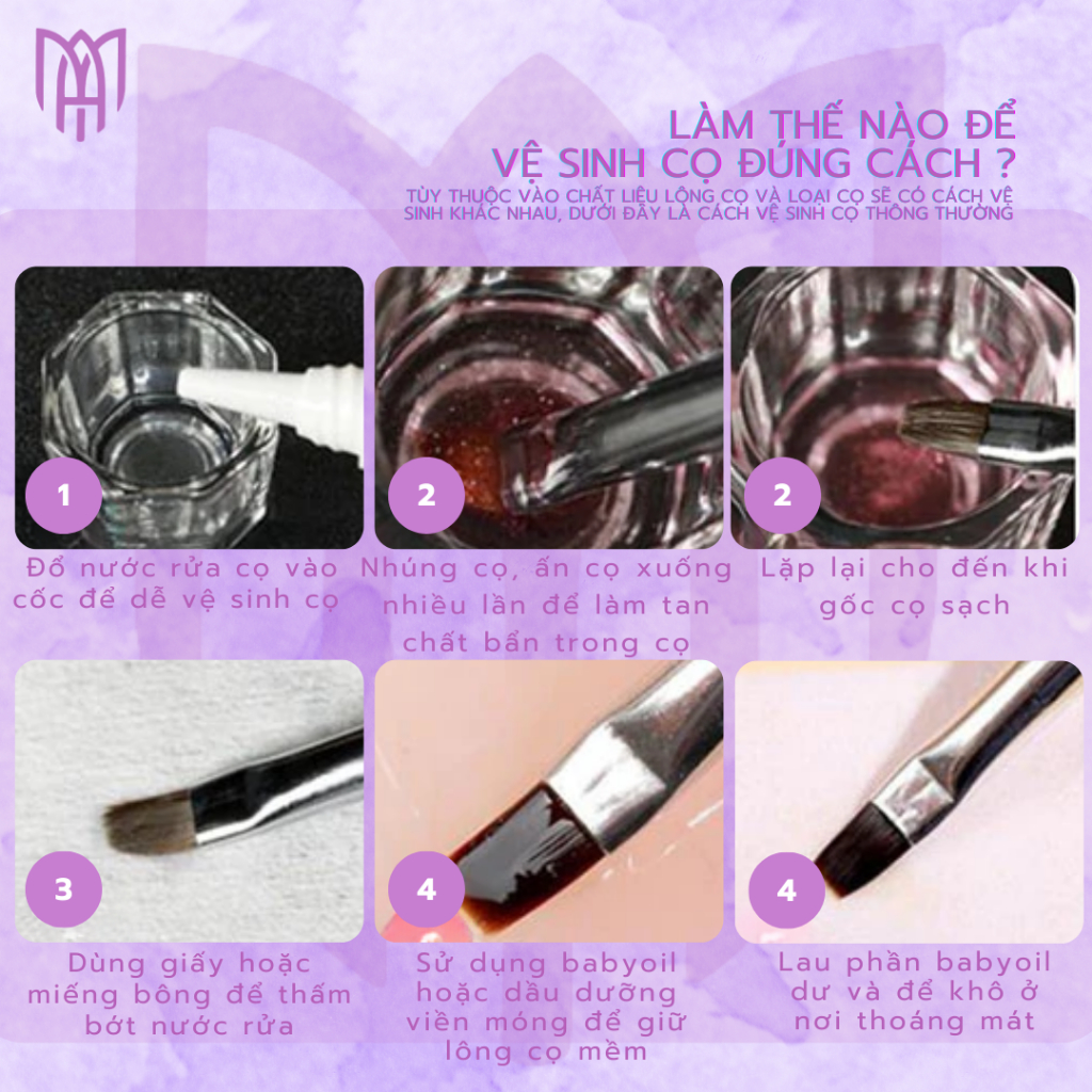 Cọ Phủi Bụi Nail Mary Artistry Cán Dài Sang Trọng - Phủi Sạch Bụi Sau Khi Dũa Hoặc Phá Gel