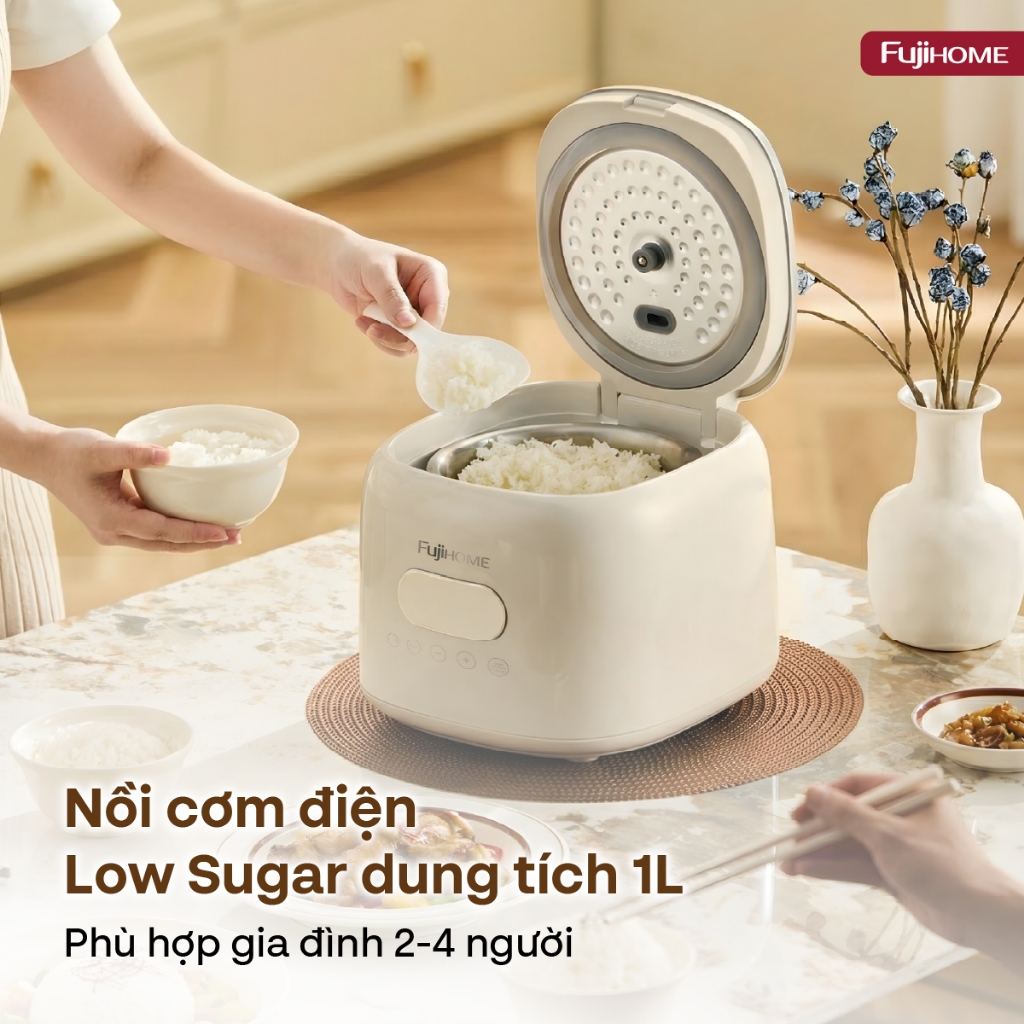 Nồi cơm điện tử tách đường 1L đa chức năng Nhập Khẩu FUJIHOME RC10ALS, nồi cơm cảm ứng nhỏ gọn