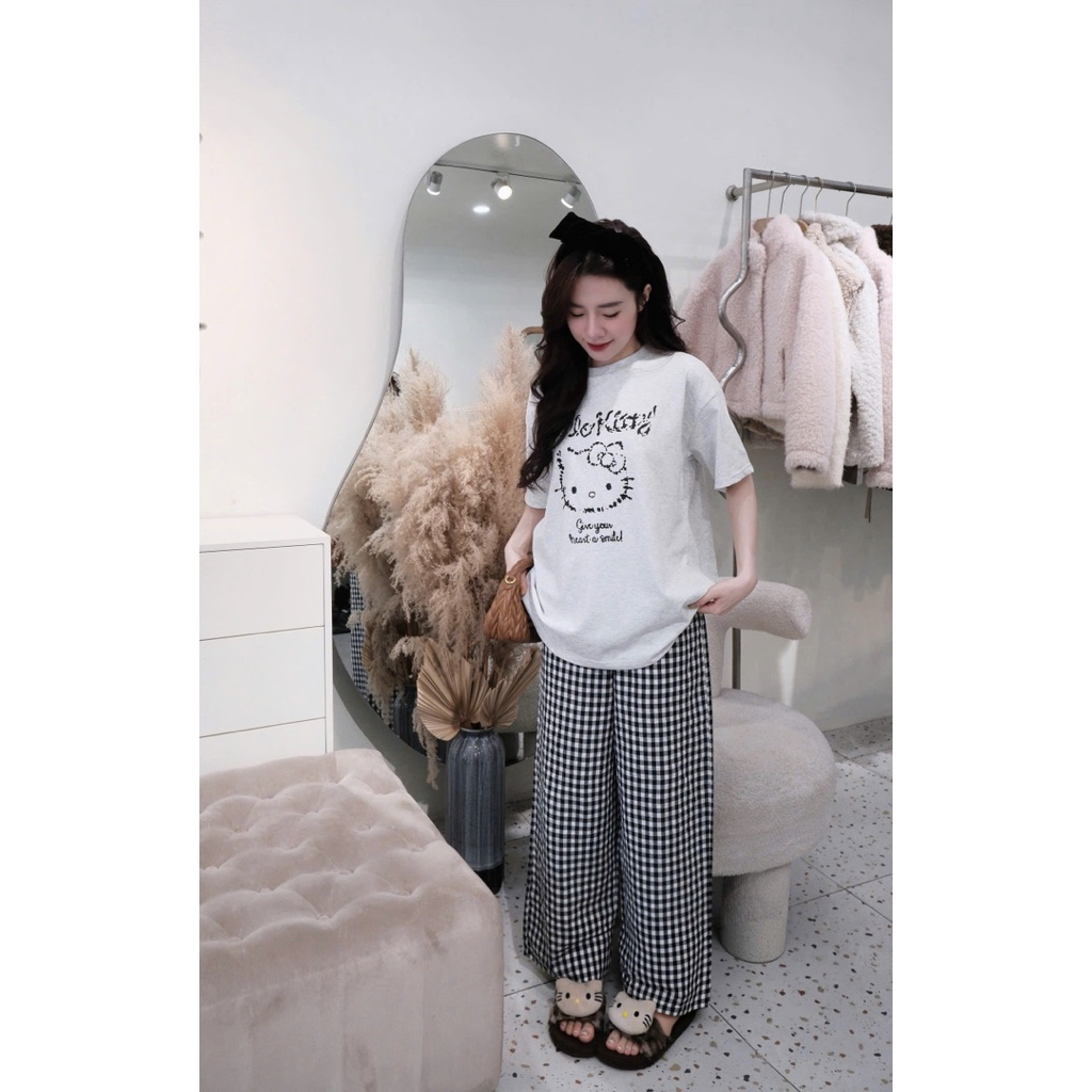 (DEAL MỞ BÁN BST HÈ) Set Bộ Nữ Áo Cotton Khô 2 Chiều + Quần Dài Đũi FreeSize Họa Tiết Dễ Thương Phong Cách Hàn Quốc