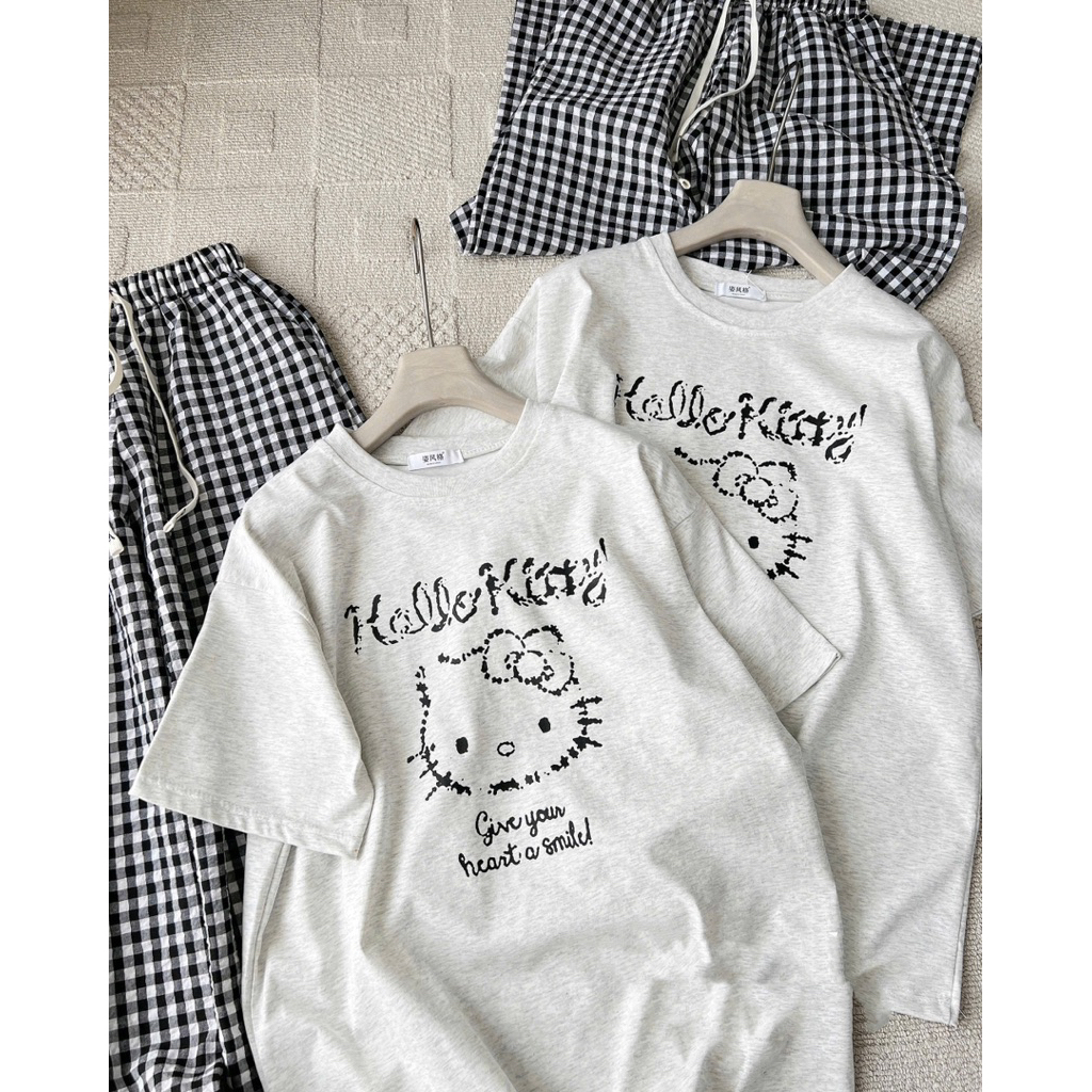 (DEAL MỞ BÁN BST HÈ) Set Bộ Nữ Áo Cotton Khô 2 Chiều + Quần Dài Đũi FreeSize Họa Tiết Dễ Thương Phong Cách Hàn Quốc
