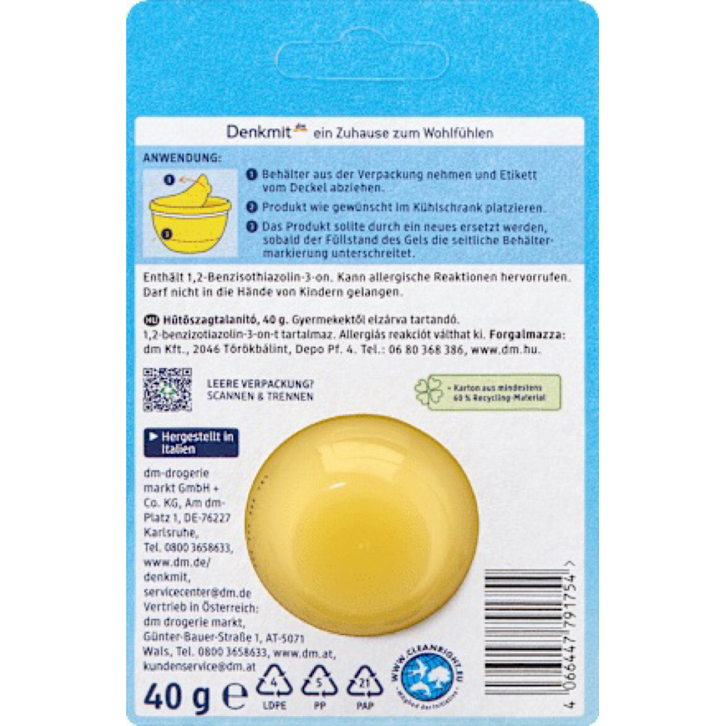 Sáp Khử Mùi Tủ Lạnh Denkmit Đức 40g – chiết xuất từ Tảo Biển | Hấp Thụ Mùi Hôi, Giữ Hương Thực Phẩm. | BigBuy360 - bigbuy360.vn