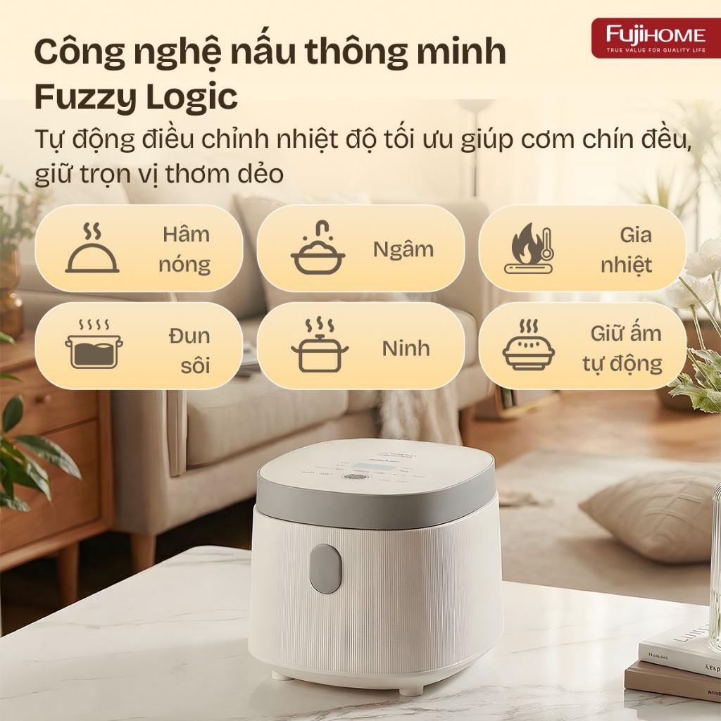 Nồi cơm điện tách đường 1L Nhập Khẩu FUJIHOME RC10BLS, nồi cơm điện đa chức năng nấu nhanh tiện lợi
