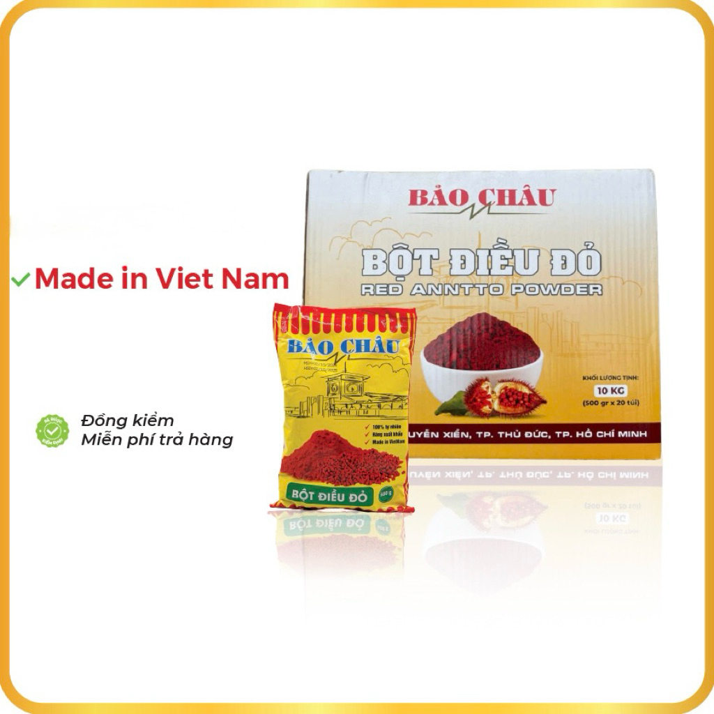 1 thùng 10kg Bột Điều Đỏ Bảo Châu dùng chế biến đồ ăn tạo màu thực phẩm túi 500g
