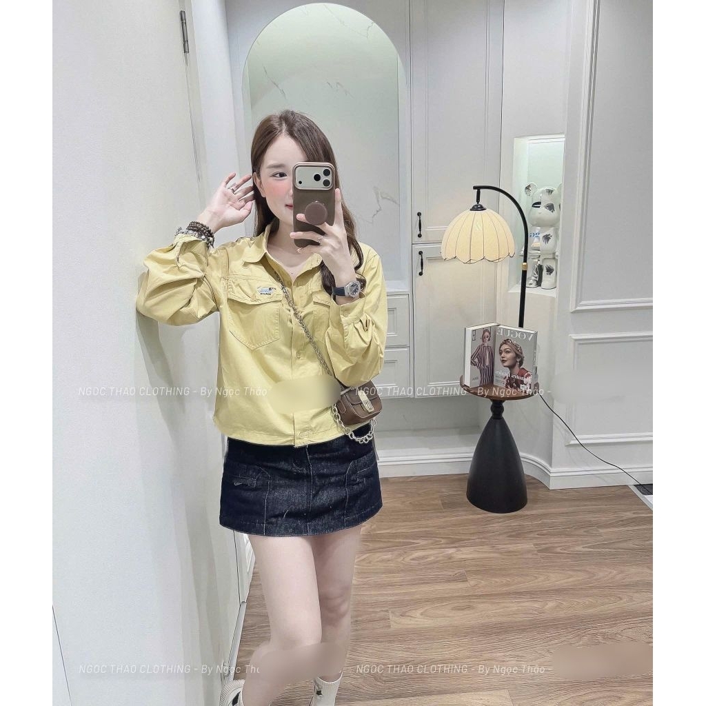 [𝑯𝒂 𝑨𝒏𝒉] Áo Sơ Mi  Thêu Cún Rút Dây Gấu QCL1