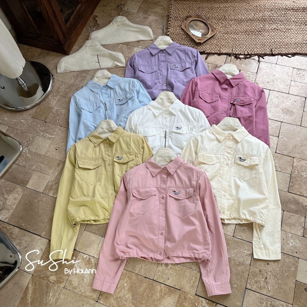 [𝑯𝒂 𝑨𝒏𝒉] Áo Sơ Mi  Thêu Cún Rút Dây Gấu QCL1