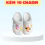 Dép Sục Quai kèm charm Hậu Thời Trang Êm Chân Không Thấm Nước đi chơi đi học - depducgiatot