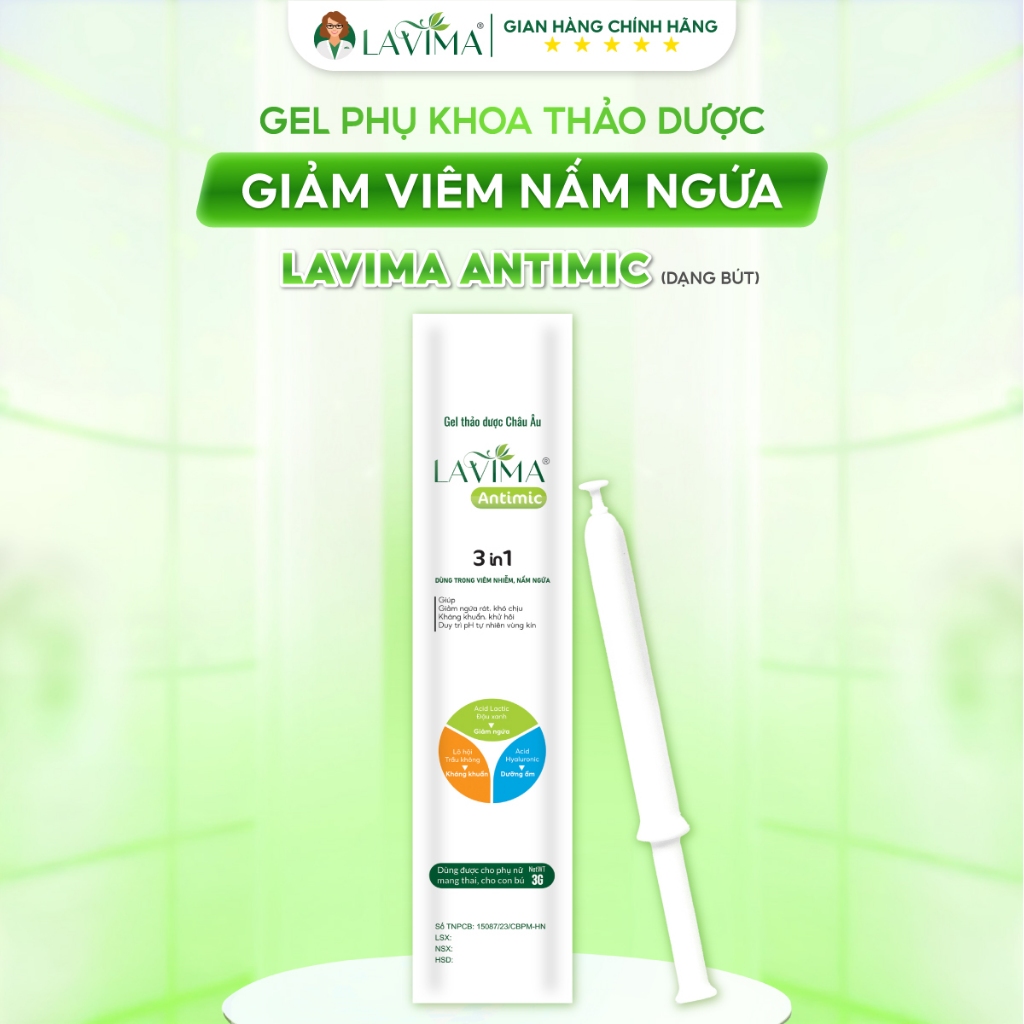[ Dạng Bút ]Gel Phụ Khoa Thảo Dược Giảm Viêm Nấm Ngứa Lavima Antimic, Hỗ Trợ Giảm Nấm, Ngứa, Khử Mùi