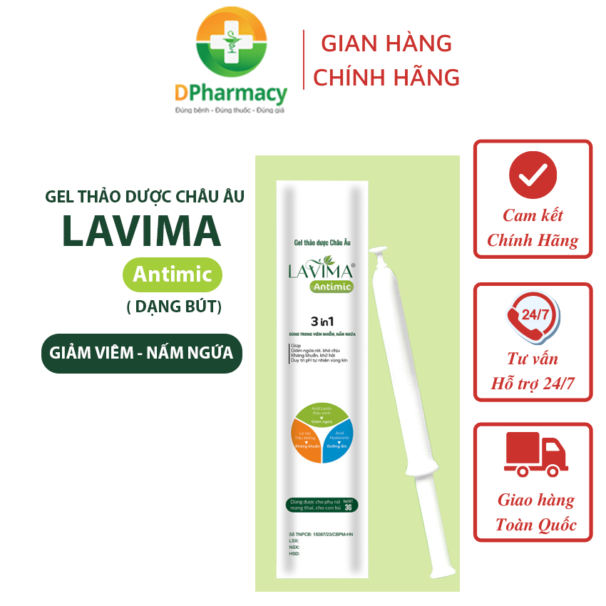 [ Dạng Bút ]Gel Phụ Khoa Thảo Dược Giảm Viêm Nấm Ngứa Lavima Antimic, Hỗ Trợ Giảm Nấm, Ngứa, Khử Mùi