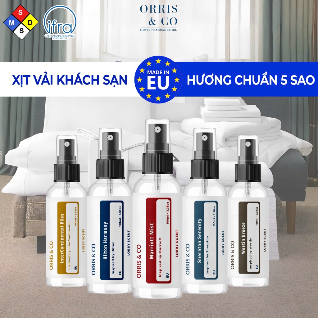 Xịt Thơm Vải Hương Nước Hoa Khách Sạn Cao Cấp – Thư Giãn, Khử Mùi, Lưu Hương Lâu - Chai 50ml và 100ml