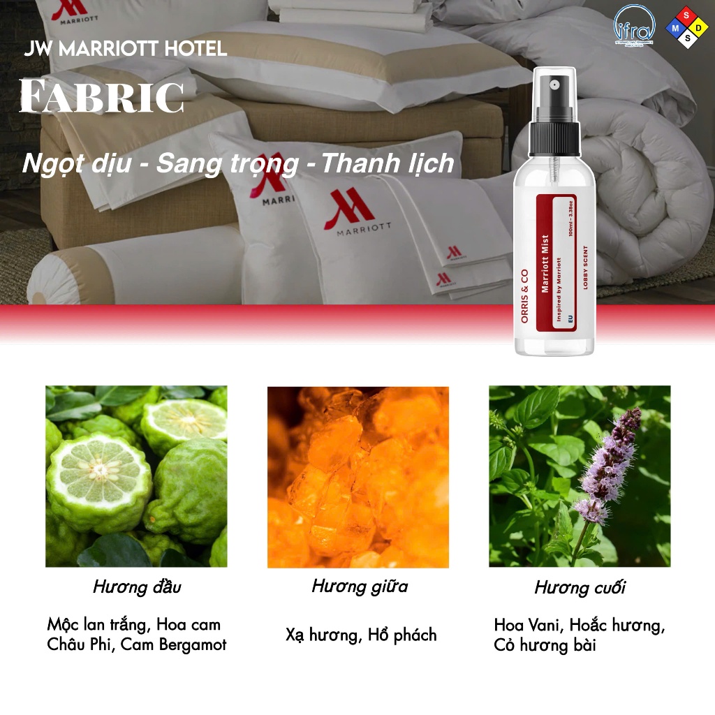 Xịt Thơm Vải Hương Nước Hoa Khách Sạn Cao Cấp – Thư Giãn, Khử Mùi, Lưu Hương Lâu - Chai 50ml và 100ml