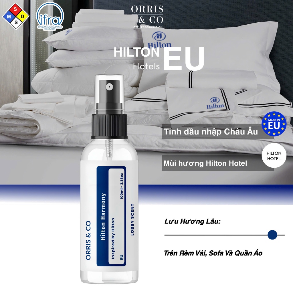 Xịt Thơm Vải Hương Nước Hoa Khách Sạn Cao Cấp – Thư Giãn, Khử Mùi, Lưu Hương Lâu - Chai 50ml và 100ml