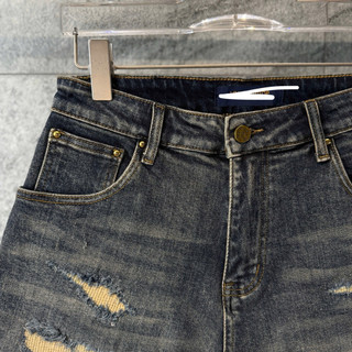 Quần short jean nam rách wash đậm phong cách bụi bặm cá tính
