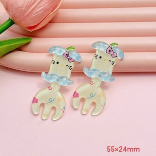 Set charm Dĩa trong hello kitty - Dĩa mèo trong suốt kute