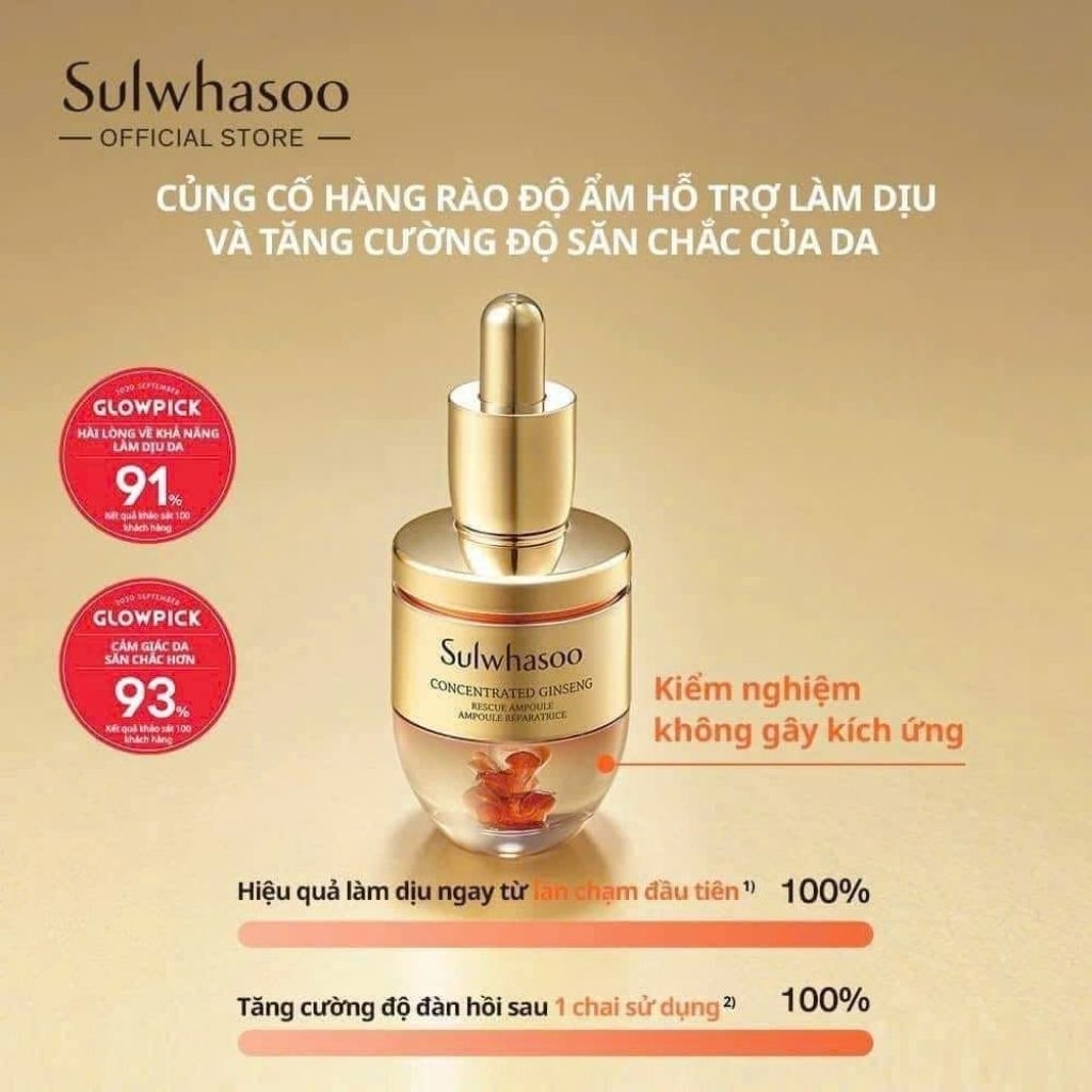 Tinh chất nhân sâm sulwhasoo phục hồi giải cứu làn da tức thì Concentrated Ginseng Rescue Ampoule 20g