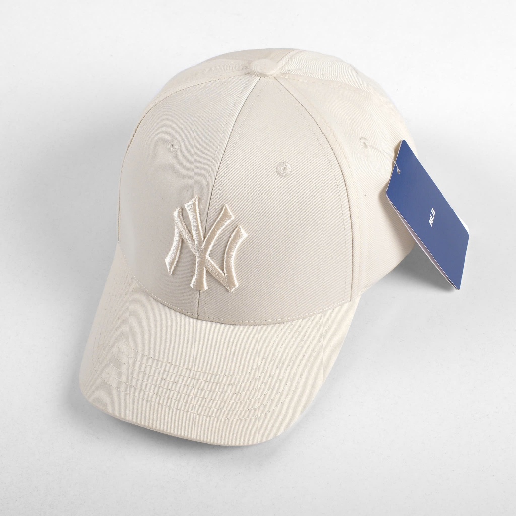 Mũ Nón Lưỡi Trai MLB Meowist logo NY chất liệu vải Kaki Cream , Thời trang, Phong Cách