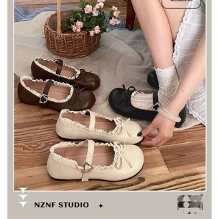 Giày Đốc Nữ Đế Cao 5P Tiểu Thư Đính Nơ Xoè Viền Ren Phong Cách Hàn Quốc Mã V420