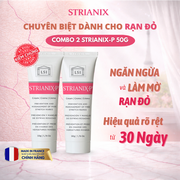 Combo 2 tuýp Kem rạn da STRIANIX-P 50g dùng cho làm mờ RẠN ĐỎ, hỗ trợ ...