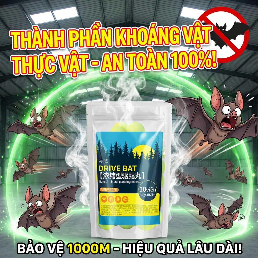 Đuổi dơi lên đến 99.9% Đuổi dơi thuốc đuổi dơi an toàn cho con người sử dụng được cả trong nhà và ngoài trời