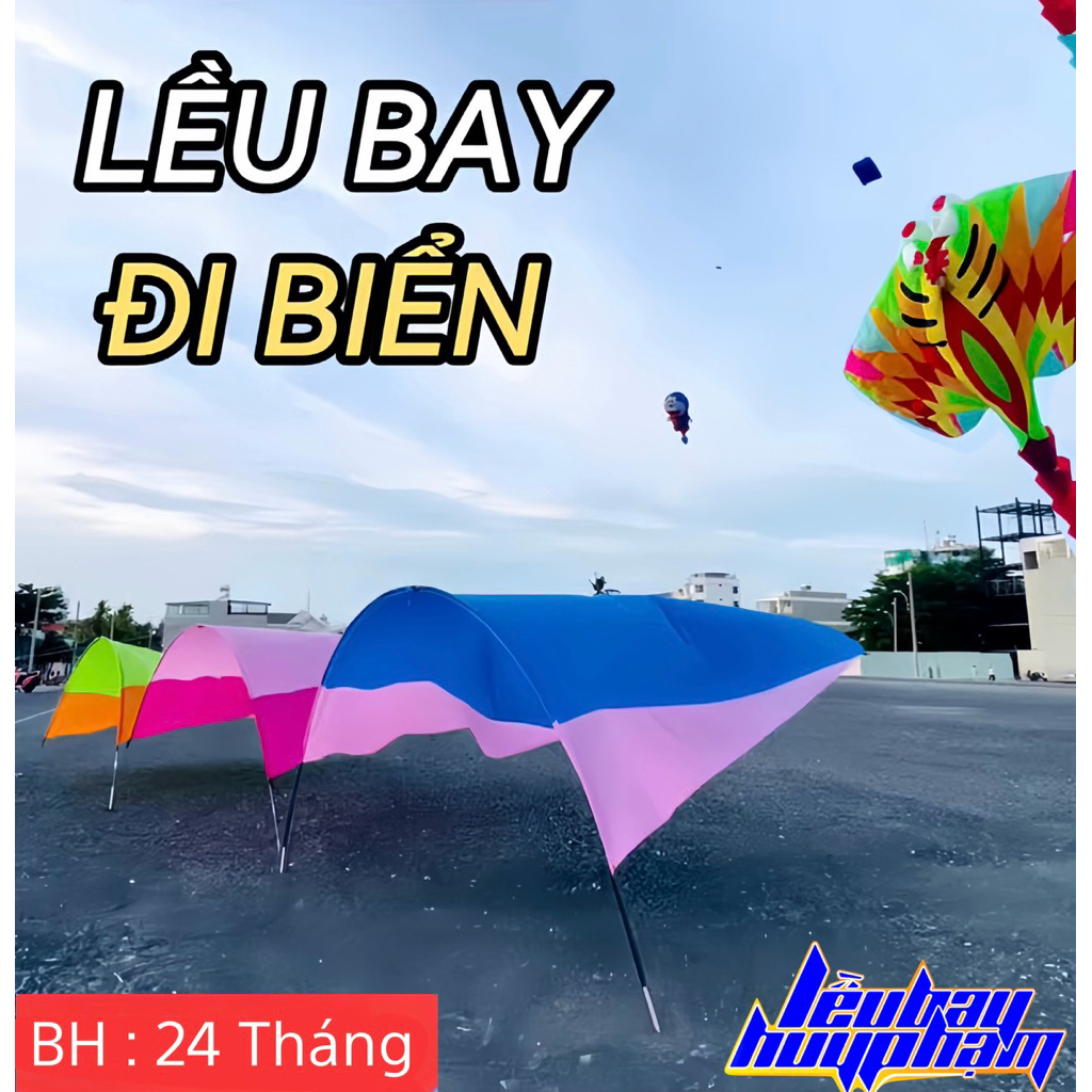 Lều bay che nắng đi tắm biển trơn / mix Đặc Biệt ( KHUNG ĐEN 11LY )