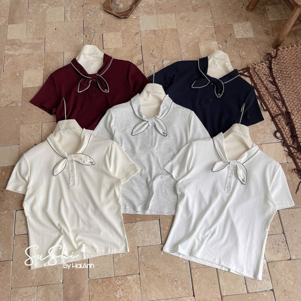 [𝑯𝒂 𝑨𝒏𝒉] Áo Cộc PoLo Buộc Nơ Cổ QCL1