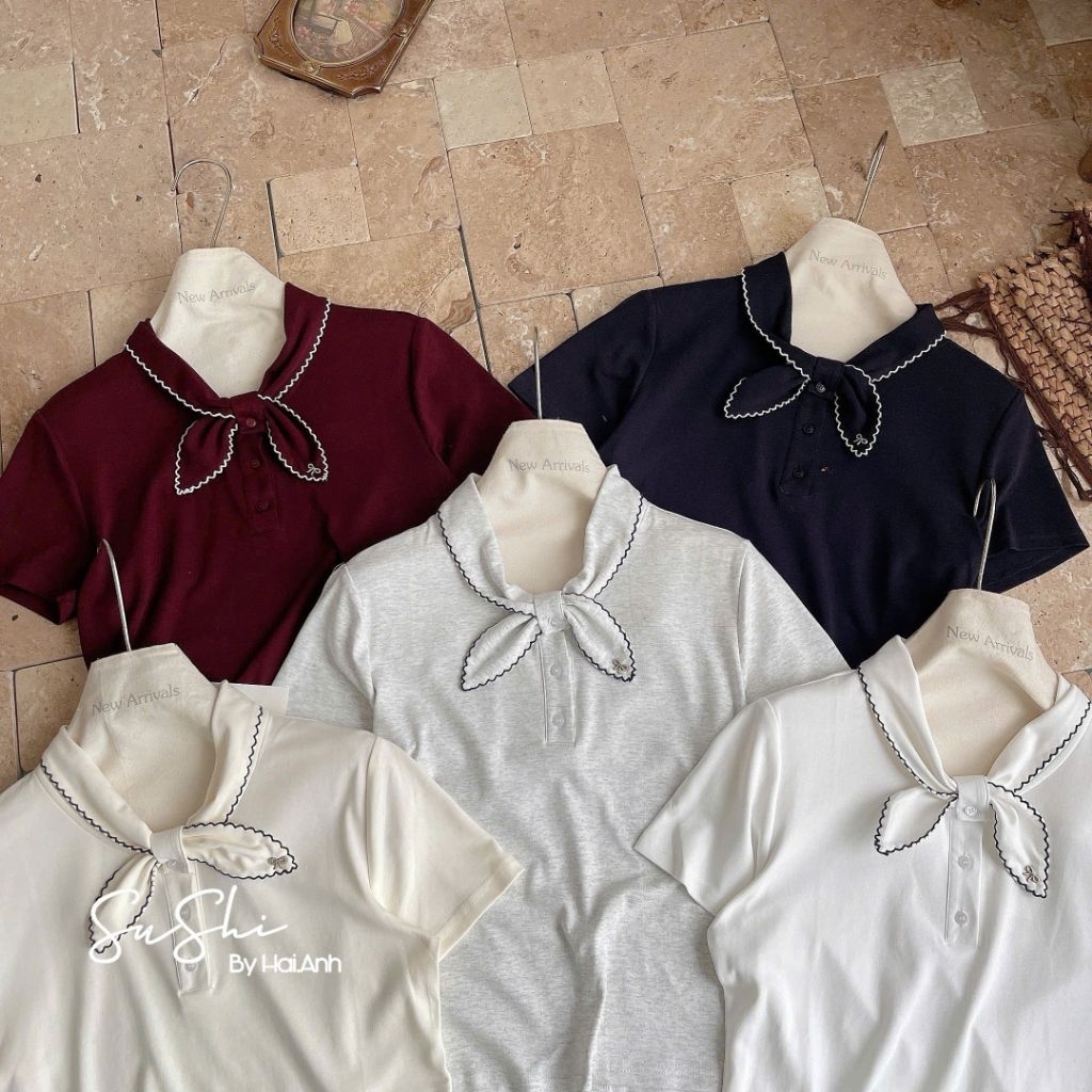 [𝑯𝒂 𝑨𝒏𝒉] Áo Cộc PoLo Buộc Nơ Cổ QCL1